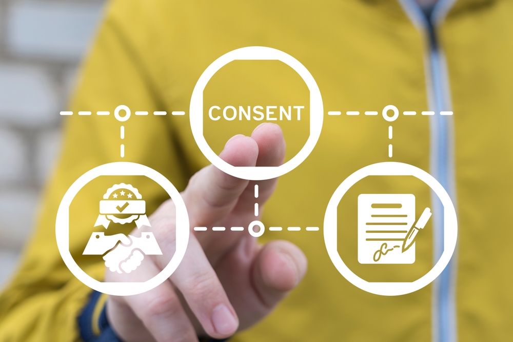 Man,Working,On,Virtual,Touch,Screen,Presses,Word:,Consent.,Medical