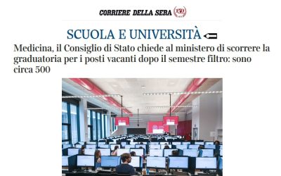 Medicina, il Consiglio di Stato chiede al ministero di scorrere la graduatoria per i posti vacanti dopo il semestre filtro: sono circa 500